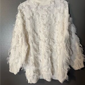 White Textured Sweater Size Large/XL